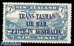 New Zealand 1934 Trans Tasman Flight 1v, Unused (hinged), Transport - Aircraft & Aviation - Ongebruikt