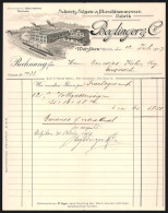 Rechnung Wetzikon 1907, Beglinger & Co., Schweiz. Sägen- & Maschinenmesser-Fabrik, Betriebsansicht An Bahngleisen  - Schweiz