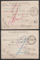 Lot 2 LAC "Kriegsgefangenensendung" Càd "Postes Militaire Belgique 4" 1917 Pour Lieutenant-Général Prisonnier à Abteilun - Krijgsgevangenen