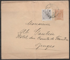 Trieste - EP L. 3h + 2h Càd TRIESTE 2/ 1913 ? Pour BRUGES (enveloppe Pliée) - Other & Unclassified