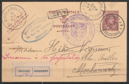 CP / EP 15c Lilas Houyoux Càd ST-GILLES (BRUX) /7 III 1925 Pour MORLANWEZ - "Inconnu à La Population" Cach. Admin. Commu - Briefkaarten 1909-1934