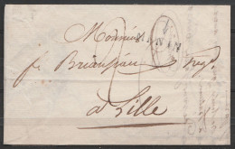 L. Datée 18 Mars 1816 De MENIN Pour LILLE - Griffe "MENIN" - Port "2" - 1815-1830 (Période Hollandaise)