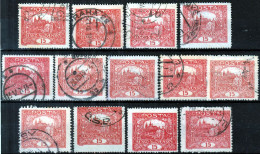 ⁕ Czechoslovakia 1919/20 ⁕ Hradcany 15 H. Mi.26 ⁕ 13v Used / Shades / Different Perf. - Usati