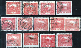 ⁕ Czechoslovakia 1919/20 ⁕ Hradcany 15 H. Mi.26 ⁕ 13v Used / Shades / Different Perf. - Used Stamps