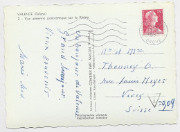 MULLER 15FR SEUL CARTE VALENCE DROME 1957 POUR SUISSE TAXE MENTION T .009 - 1955-1961 Marianne Van Muller