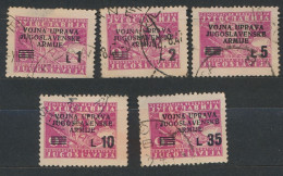 1947 STT VUJA Trieste Istra Istria Yugoslavia Italy , Vojna Uprava Jugoslovenske Armije 5 STAMPS USED - Ocu. Yugoslava: Istria