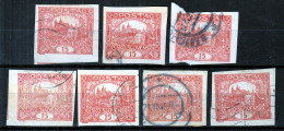 ⁕ Czechoslovakia 1919/20 ⁕ Hradcany 15 H. Mi.26 ⁕ 7v Used / Shades /  Imperf. - Used Stamps