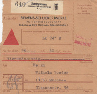 BiZone Paketkarte: Barsinghausen, Selbstbucher, LK 947 B, Ohne Stempel, Nachnah. - Lettres & Documents