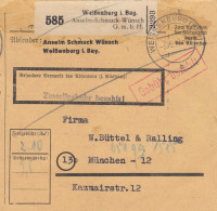 BiZone Paketkarte 1948: Weißenburg Nach München, Selbstbucher - Briefe U. Dokumente