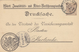 Ganzsache Drucksache Stuttgart / Tuttlingen 1899 Nach Karlsruhe - Covers & Documents