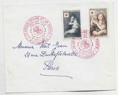 FRANCE CROIX ROUGE 12FR+15FR LETTRE COVER LA CROIX ROUGE ET LA POSTE MULHOUSE 18 DEC 1954 PREMIER JOUR - Croix Rouge