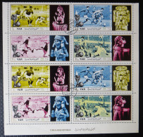 Planche De 2 X 4 Timbres Oblitérés Différents Yemen Arab Republic MEXICO 1970 Coupe Du Monde De Football - 1970 – Mexico