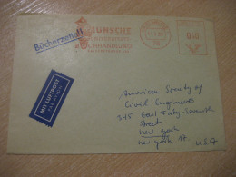 KARLSRUHE 1968 To New York USA Braunsche University Owl Hibou Meter Mail Cancel Cover GERMANY Chouette - Hiboux & Chouettes