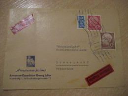 HAMBURG 1954 To Dusseldorf Owl Hibou Express Cancel Annoncen Julius Cover GERMANY Chouette - Hiboux & Chouettes