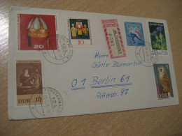 FURSTENWALDE 1970 To Berlin Owl Hibou Stamp On Registered Cancel Cover DDR GERMANY Chouette - Owls