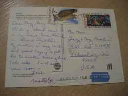 KOSICE 1991 To USA Owl Hibou Air Mail Cancel Postcard SLOVAKIA Chouette - Uilen