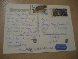 KOSICE 1991 To USA Owl Hibou Air Mail Cancel Postcard SLOVAKIA Chouette - Eulenvögel