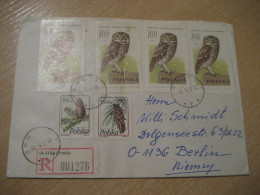 ORNETA 1991 To Berlin Germany Owl Hibou Registered Cancel Cover POLAND Chouette - Eulenvögel