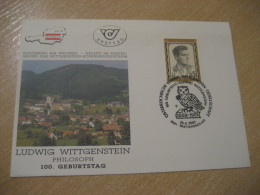 TRATTENBACH 1989 Ludwig Wittgenstein Philosophy Philosoph Owl Hibou FDC Cancel Cover AUSTRIA Chouette - Hiboux & Chouettes