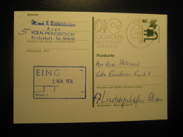 KOLN 1978 To Ludwigshafen Zoo Penguin Penguins Cancel Card GERMANY Antarctic Antarctics Antarctica Pole Polar - Antarctic Wildlife