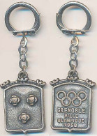 Porte-clefs Métallique TROIS ROSES Xèmes Jeux Olympiques D'Hiver De GRENOBLE 1968  Olympic Games 68 VILLE OLYMPIQUE - Altri & Non Classificati