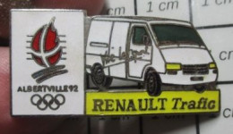 1310  Pin's Pins / Beau Et Rare :  JEUX OLYMPIQUES / GRAND PIn'S DOUBLE ATTACHE FOURGON RENAULT TRAFIC ALBERTVILLE - Juegos Olímpicos
