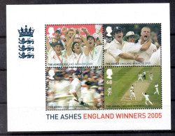 UK, GB, Great Britain, MNH, 2005, Michel  Bl 27, Sport, Cricket, The Ashes, England Winners - Unused Stamps