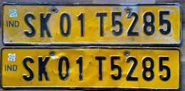 Sikkim India Used Taxi License Plate SK01T5285 - Number Plates