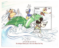 BLOC DISNEY GAMBIA N° BF 320 DE 1997 "MICKEY DONALD ET LA TORTUE INTELLIGENTE" NEUF** - Disney