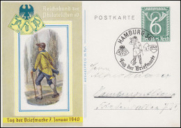 Sonderpostkarte P 289 Tag Der Briefmarke Passender SSt HAMBURG Postillion 7.1.40 - Giornata Del Francobollo