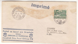 Suède - Lettre De 1935 - Oblit Bateau M / S Gripsholm - Exp Vers Les USA - - Storia Postale