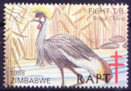 Zimbabwe 1978 MNH, Royal Crane Water Birds, TB Seal Fund To Fight TB, Medicine Disease - Grues Et Gruiformes