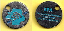 Jeton De Caddie " SPA  1845 - 1995 PARIS " [Animaux, Chien, Chat] (scan Recto-verso) [C]_j235 - Trolley Token/Shopping Trolley Chip