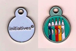 Jeton De Caddie " INITIATIVES " Crayons Couleurs [A] _Je207 - Trolley Token/Shopping Trolley Chip
