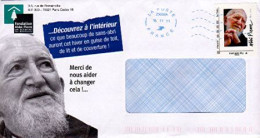 MONTIMBREAMOI " ABBÉ PIERRE " OBLITÉRÉ NÉOPOST BLEUE 25658A SUR ENVELOPPE CONCORDANTE (_T1243) - Autres & Non Classés