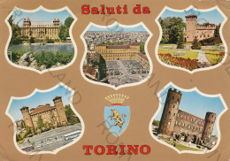 CARTOLINA  C3 TORINO,PIEMONTE-SALUTI DA TORINO-STORIA,MEMORIA,CULTURA,RELIGIONE,IMPERO ROMANO,VIAGGIATA 1974 - Autres Monuments, édifices