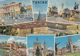 CARTOLINA  C3 TORINO,PIEMONTE-PALAZZO MADAMMA-PIAZZA S.CARLO-PANORAMA-CASTELLO MEDIOEVALE-IL DUOMO-VIAGGIATA 1973 - Autres Monuments, édifices