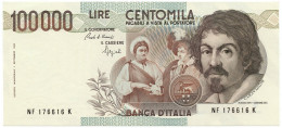 100000 LIRE BANCA D'ITALIA CARAVAGGIO I TIPO LETTERA F 10/03/1993 QFDS - Altri & Non Classificati