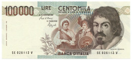 100000 LIRE BANCA D'ITALIA CARAVAGGIO I TIPO LETTERA E 06/03/1992 FDS-/FDS - Altri & Non Classificati