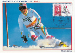 1992 Jeux Olympiques D'Hiver D'Albertville 1992: Site Des Menuires: Ski Slalom Dames . Carte Maxi. - Invierno 1992: Albertville