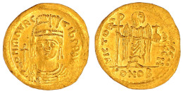 Solidus 582/602, Constantinopel, 8. Off. Büste Mit Kreuzglobus V.v./VICTOR AVGG H. Victoria Steht V.v. Mit Christogramms - Bizantine