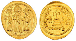 Solidus 639/641, Constantinopel, 5. Offizin, 10. Indiktion. Heraclius, Heraclius Constantin Und Heraclonas Stehen Nebene - Bizantinas