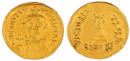 Solidus 644/645, Constantinopel, 4. Offizin. Büste V.v. Ohne Bart/ Stufenkreuz. 4,38 G. Vorzüglich, Min. Prägeschwäche E - Byzantine