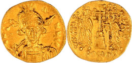 Solidus 668/680, Constantinopel. 4,36 G. Vorzüglich, Graffiti Exemplar Via Numismatik 9. E-live-Auktion, Nr.377. Sear 11 - Byzantines