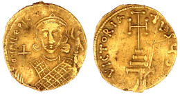 Solidus 711/713, Constantinopel. Brb. V.v./Stufenkreuz. 4,26 G. Sehr Schön, Kratzer, Selten Exemplar Via Numismatik 7. E - Bizantinas