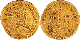 Solidus 829/842, Constantinopel. Brb. Theophil V.v./Brb. Michael Und Constantin Nebeneinander. 4,27 G. Sehr Schön Exempl - Byzantine