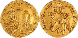 Solidus 867/886, Constantinopel. Büsten Basilius Und Constantin V.v. Mit Doppelbalkenkreuz/ Christus Thront V.v. 4,41 G. - Bizantine