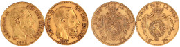 2 X 20 Francs: 1869 Und 1974. Je 6,45 G. 900/1000. Sehr Schön. Krause/Mishler 32. - 20 Frank (goud)