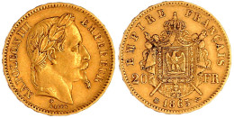 20 Francs 1863 A, Paris. 6,45 G. 900/1000. Gutes Sehr Schön. Krause/Mishler 781.1. Friedberg 573. - 20 Francs (gold)