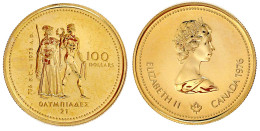 100 Dollars 1976. Olympiade Montreal. 13,34 G. 584/1000. Im Plastikblister Mit Zertifikat. Stempelglanz. Krause/Mishler  - Canada